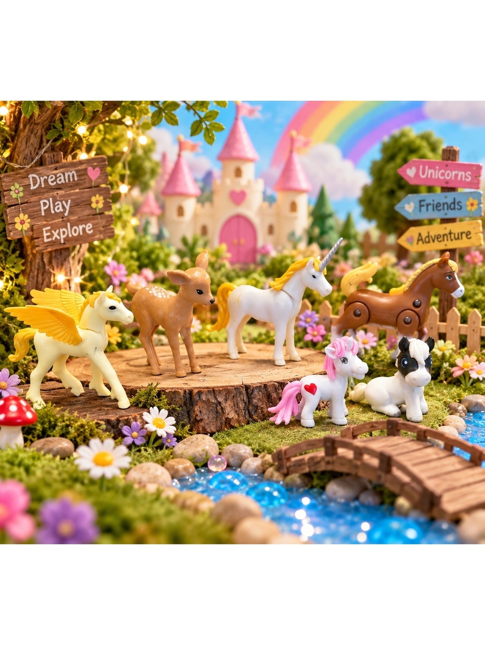 Mixed Toy Horse & Unicorn Figurine Lot of 6 Playmobil Barbie Spirit